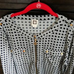 Anne Klein Navy/White Blouse